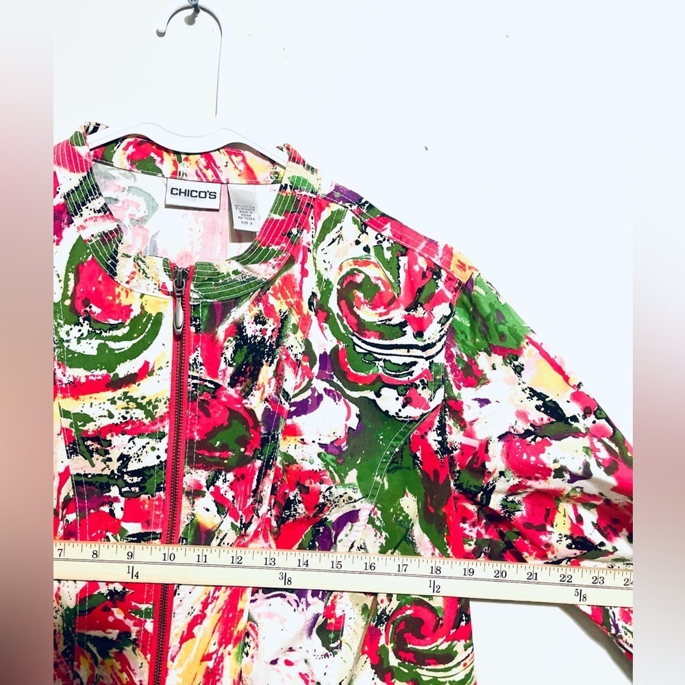 Chico's Color Splash Jacket Multicolor Full Zip Size X-Large (3) EUC - Picture 6 of 7